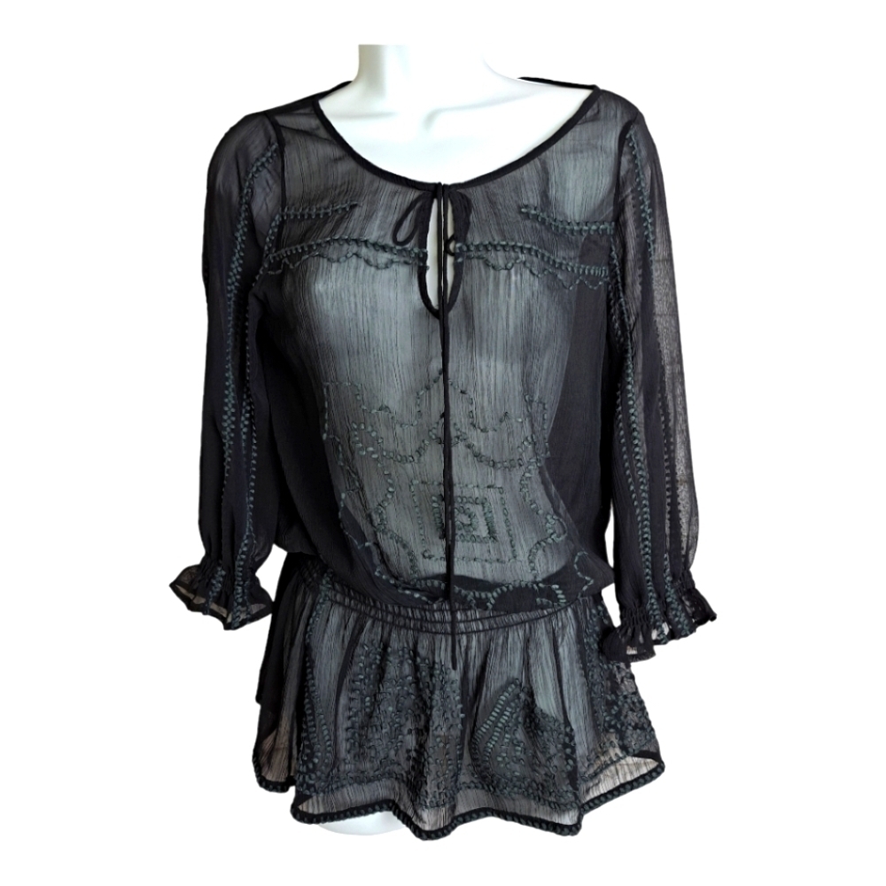 Guess by Marciano Sheer Embroidered Blouse Boho‎